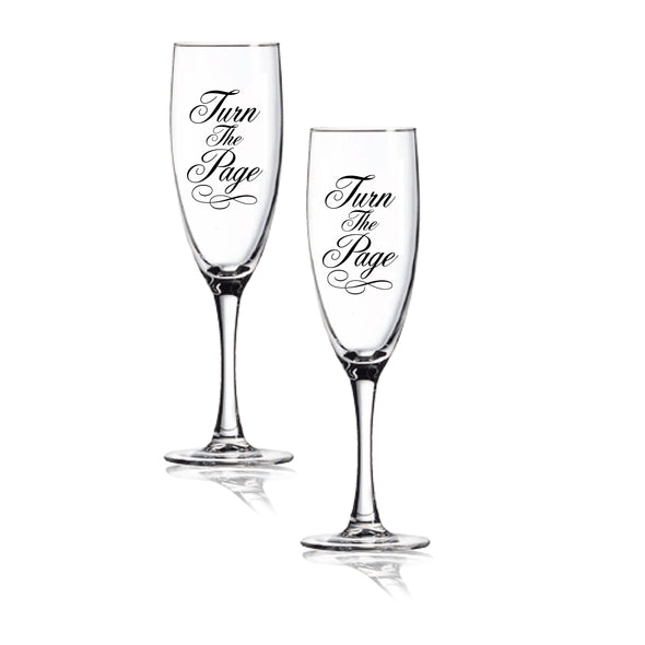 Turn The Page Champagne Flutes